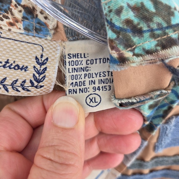 New‎ Direction Shirt Jacket XL Beige Patchwork Artsy Boho Indie Ethnic - Picture 7 of 8